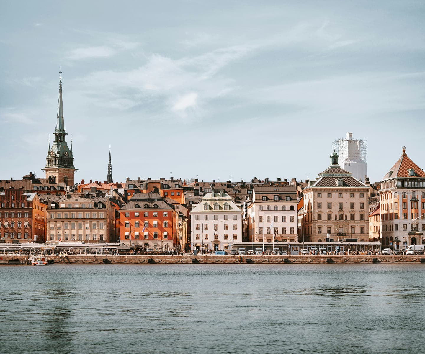 Waterfront view of Stockholm with historical buildings