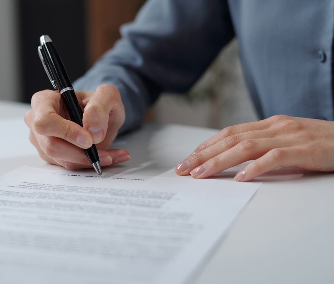 Person signing a financing agreement.